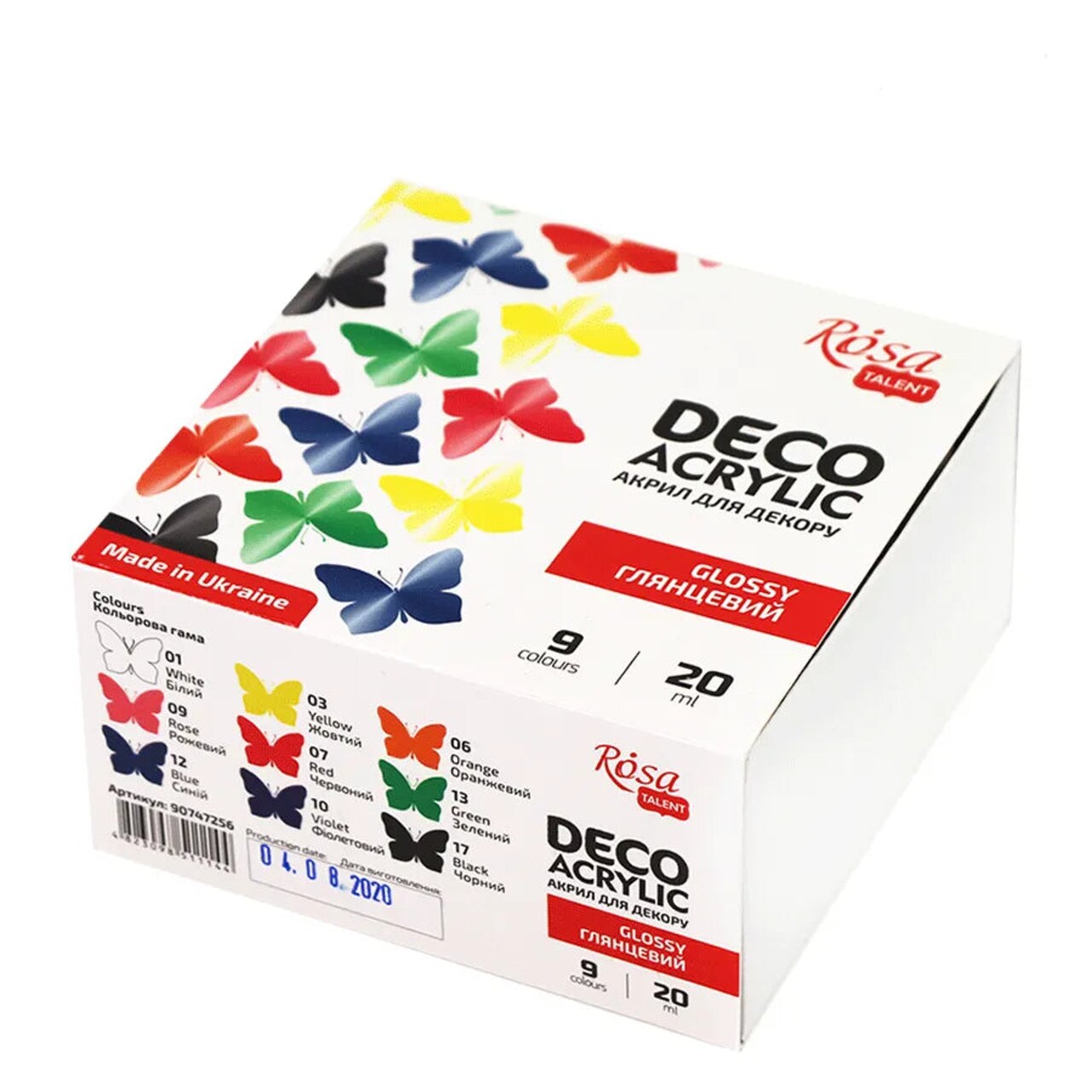 Rosa Talent Glossy Acrylic Paint Set for Decor 9 colors (0.68 oz each)